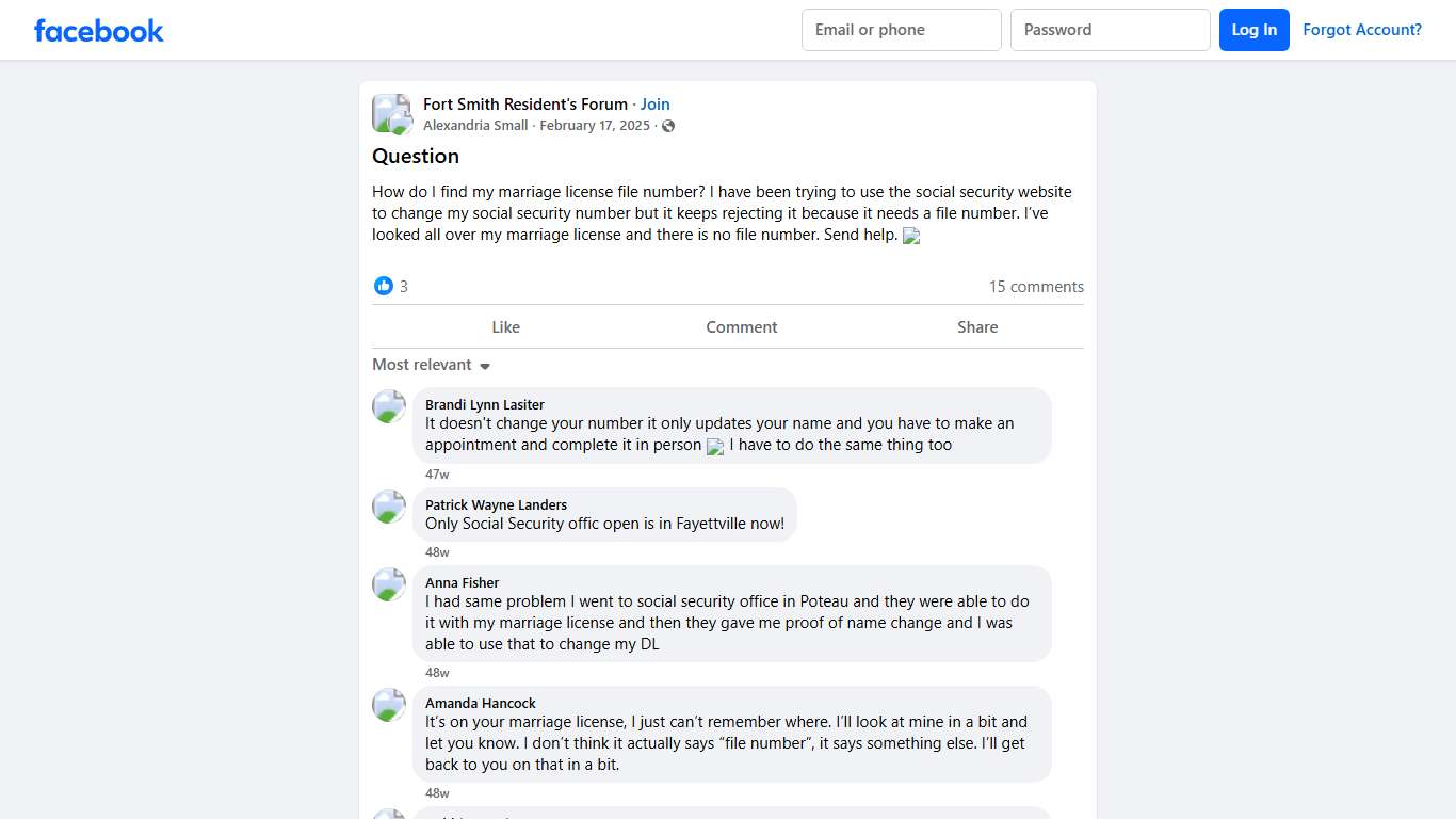 Fort Smith Resident's Forum Question Facebook